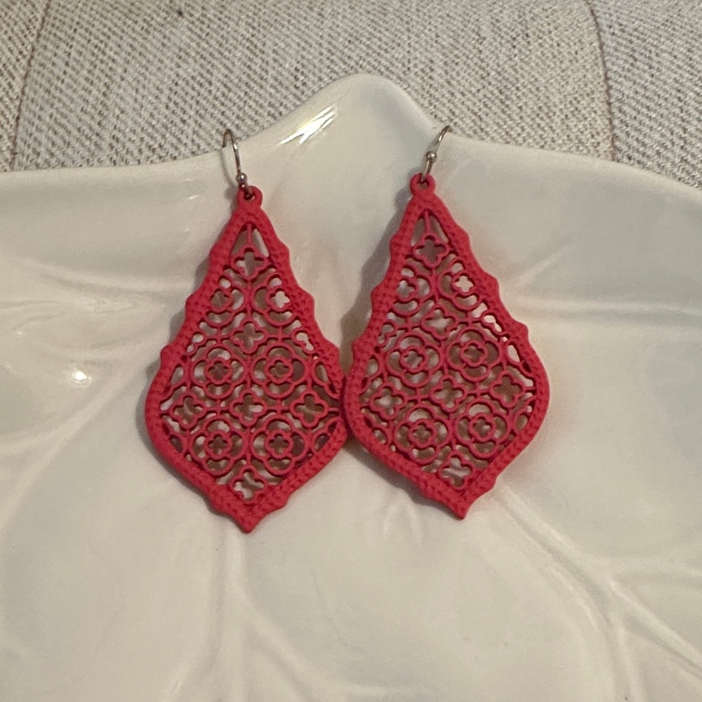 Earrings Red Filigree Drop Earrings Chic Statement Indie